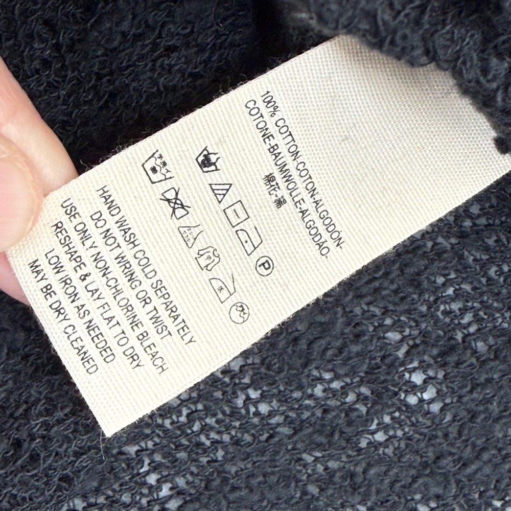 We The Free Free People Black Cotton Cropped Oversized Knit Sweater Large - Picture 5 of 8